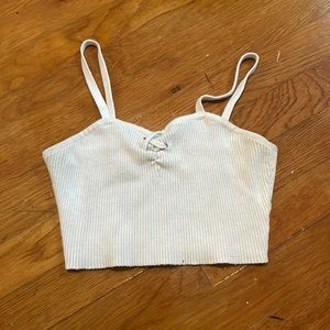 White Knit Spaghetti Strap Crop Top